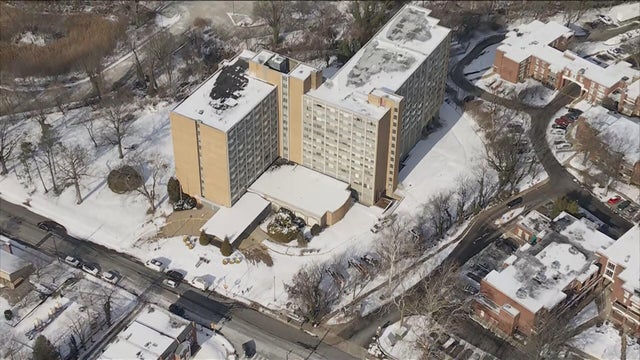 Overhead image from Chopper 3 of the building where the man was found 