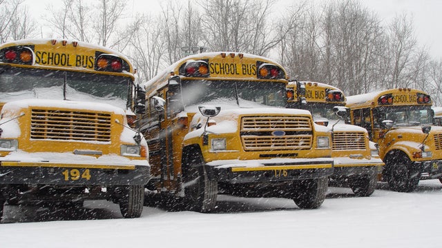 Buses in snow 