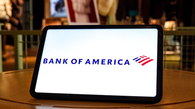 In this photo illustration, the Bank of America logo is 