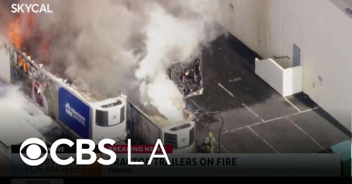 Crews battle flames as 3 tractor trailers burn in Vernon