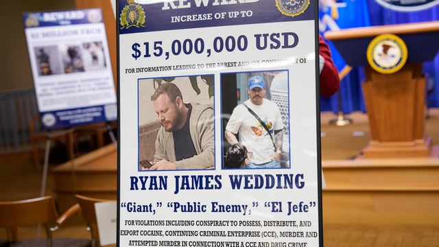 A reward poster for the arrest of Ryan James Wedding 