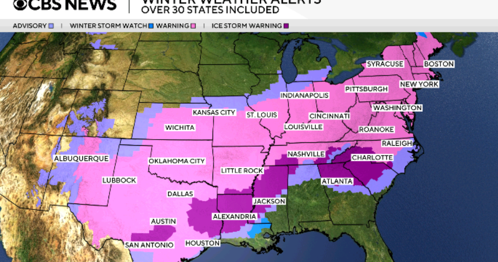 Latest forecast maps show fresh predictions for winter storm