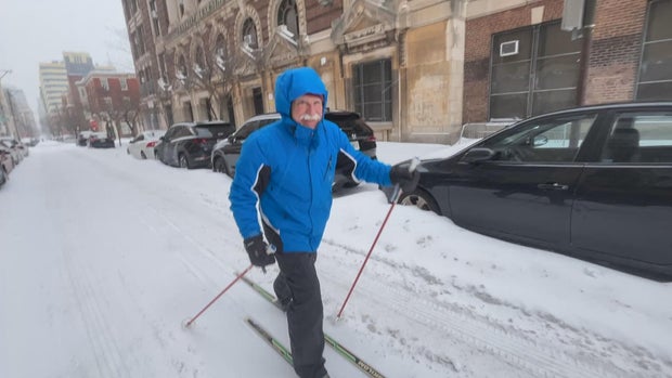 A man skis in Philadelphia 