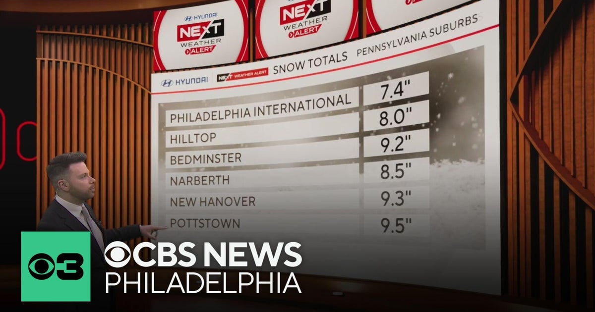 Latest snow totals as winter storm moves through Philadelphia region