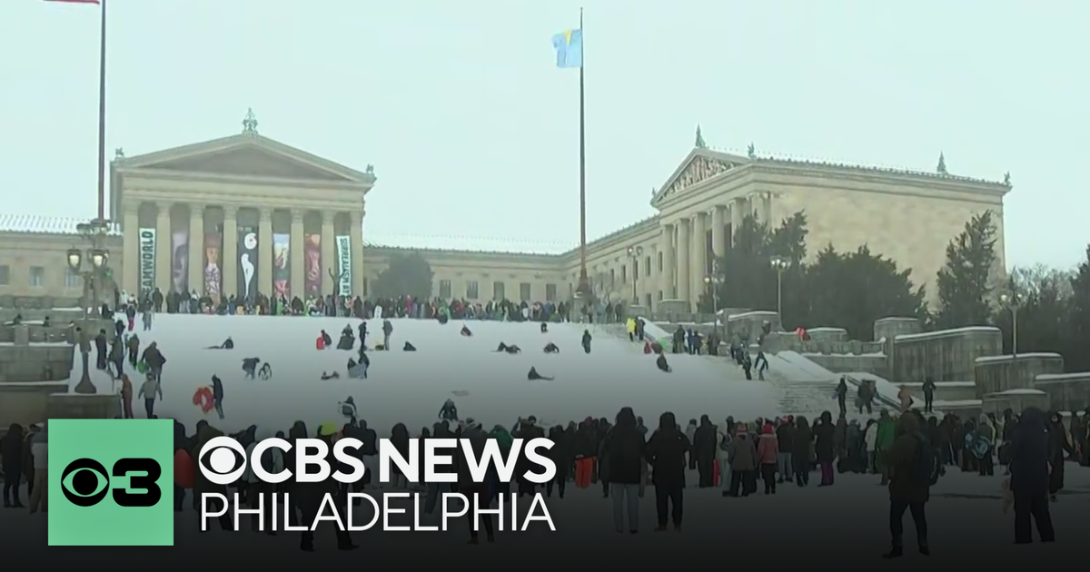 Philadelphia Art Museum steps turn into sledding hill during snow storm