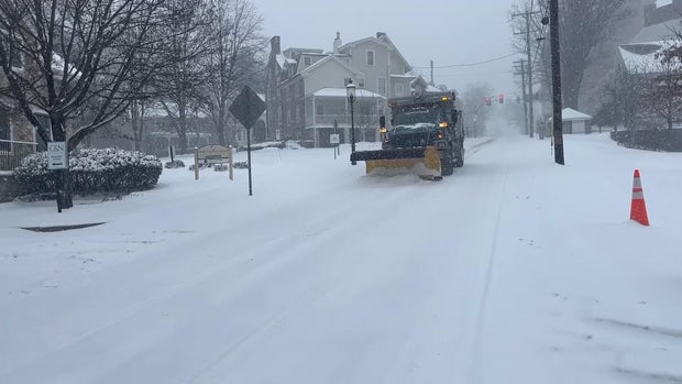 A plow in Doylestown Borough during the winter storm 