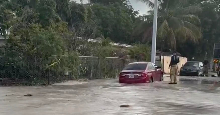 Sinkhole opens in road after construction vehicle hits fire hydrant, Broward Sheriff’s Office says