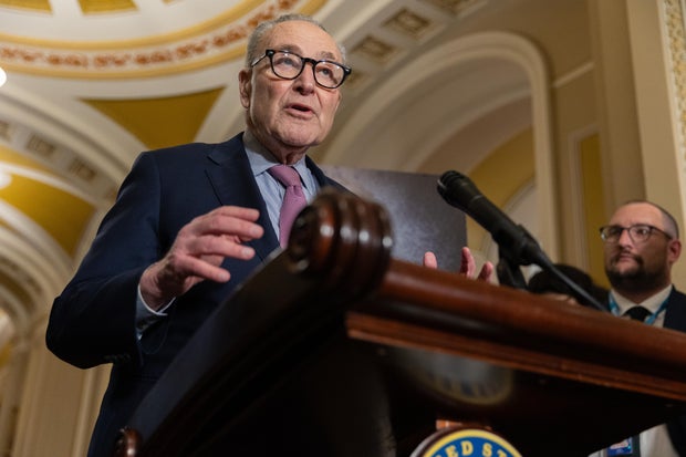 Senate Minority Leader Chuck Schumer speaks at a news conference in Washington, D.C. on Dec. 16, 2025. 
