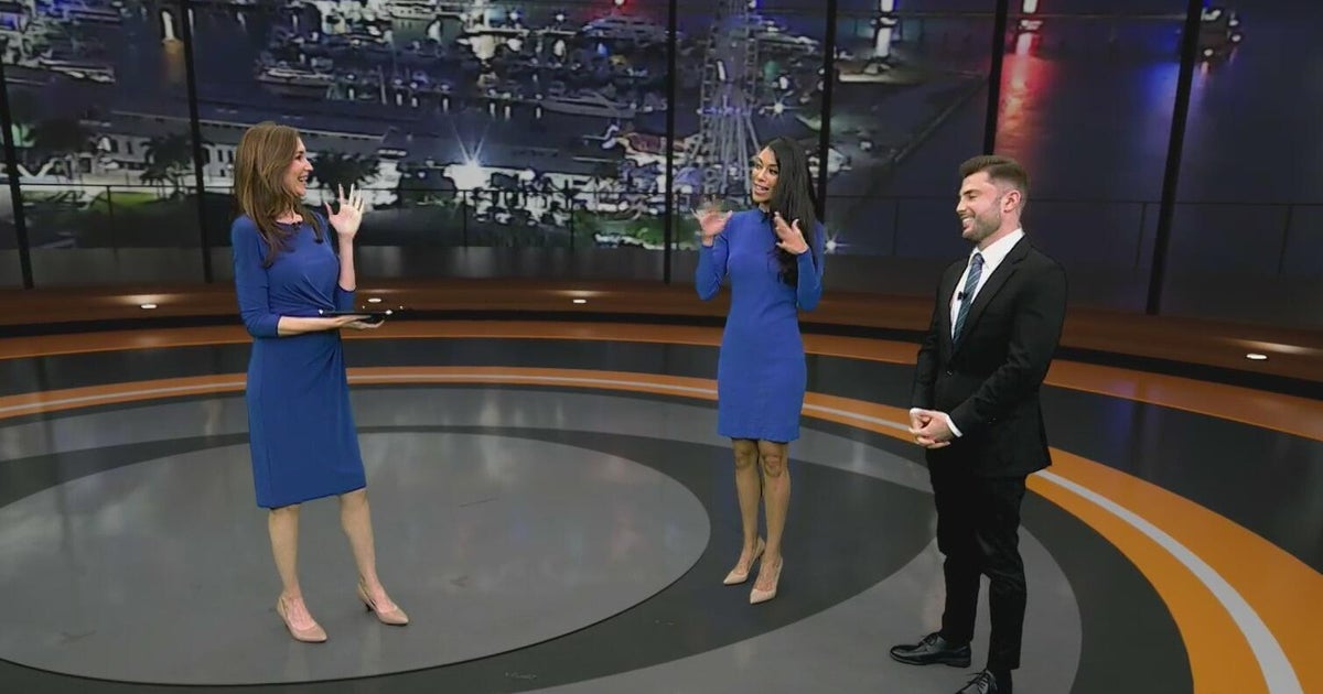 CBS Miami's Lissette Gonzalez, Erika Gonzalez teach Austin Carter Spanish phrases for cold weather
