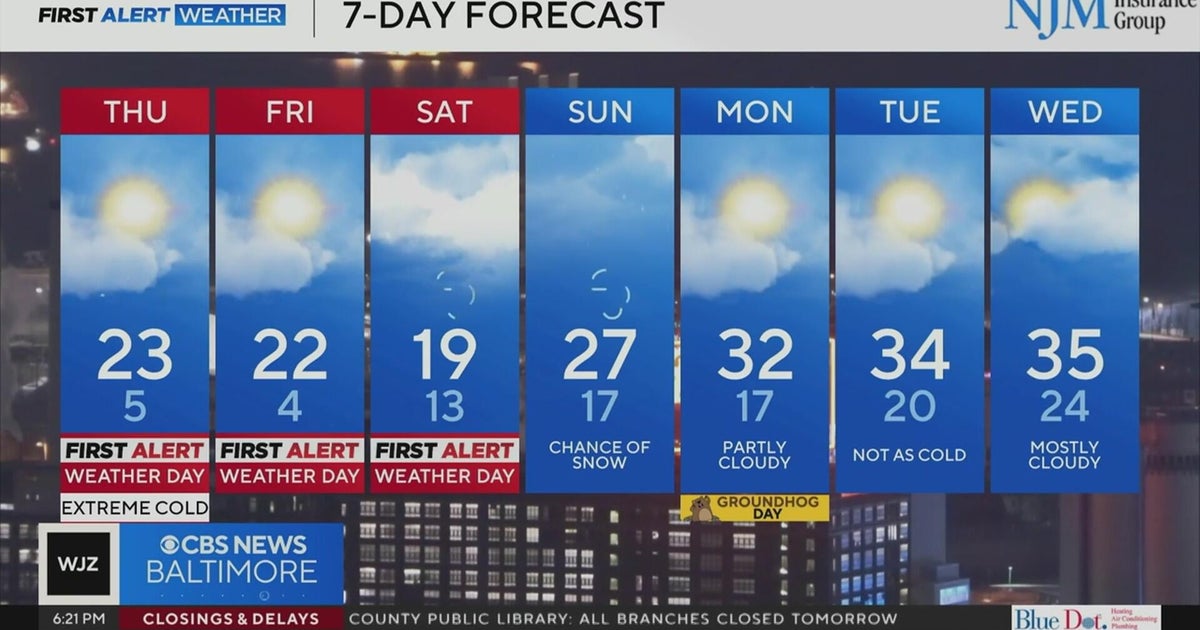 Dangerous cold, snow chances resume in Maryland - CBS Baltimore