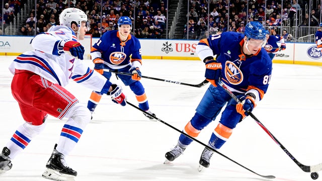 Ondrej Palat #81 of the New York Islanders skates with the puck against the New York Rangers during the first period at UBS Arena on January 28, 2026 in Elmont, New York. 