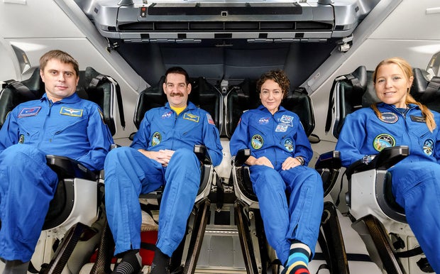 NASA plans to launch Crew 12 to the International Space Station as soon as possible to replace four crew members who came home earlier this month because of a medical issue. From left: cosmonaut Andrey Fedaev, pilot Jack Hathaway, commander Jessica Meir and European Space Agency astronaut Sophie Adenot. 