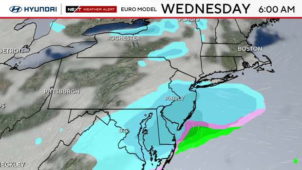 Future snow forecast for Wednesday 
