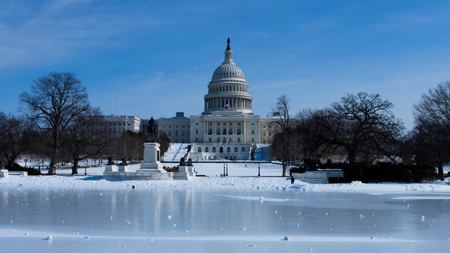 The U.S. Capitol in the snow 