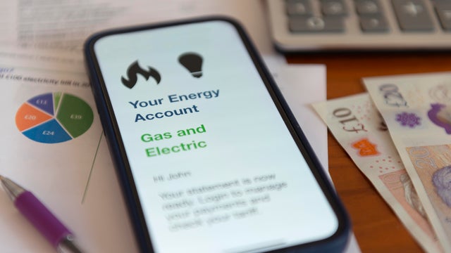 Smartphone with an online energy app. 