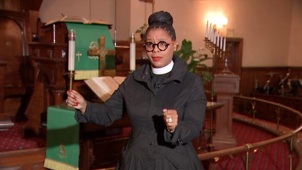 Rev. Carolyn Cavaness inside Mother Bethel AME Church 