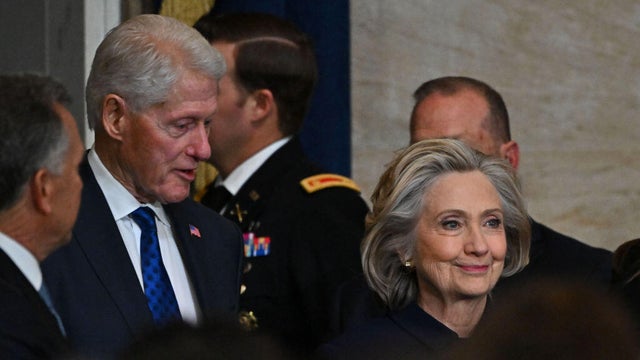 Former President Bill Clinton and former Secretary of State Hillary Clinton arrive in the U.S. Capitol Rotunda in Washington, D.C., on Jan. 20, 2025. 