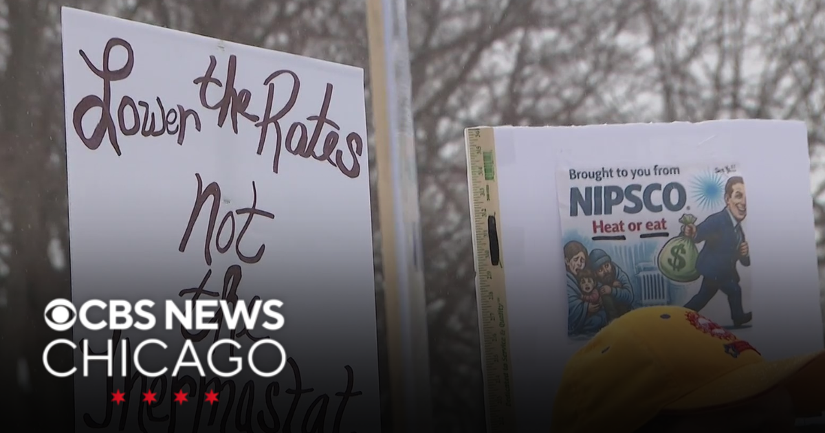 Natural gas customers protest for lower rates outside NIPSCO headquarters