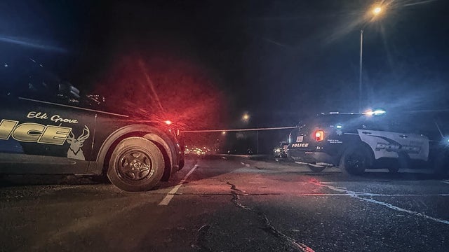 Police car with bright lights and siren 
