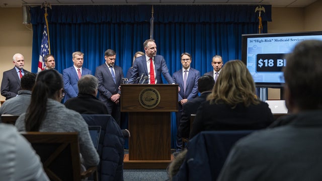 Press conference held at Federal Courthouse on Medicaid fraud in Minnesota 