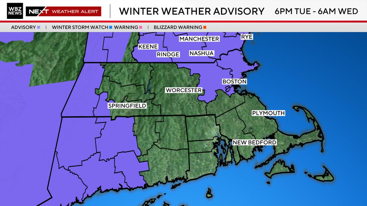 Plowable snow in forecast Tuesday for Massachusetts. Maps show timing ...