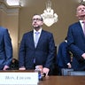 Rodney Scott, Joseph Edlow and Todd Lyons arrive for a House Committee on Homeland Security hearing at the Capitol in Washington, D.C., on Feb. 10, 2026. 