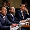 U.S. Customs and Border Protection Commissioner Rodney Scott, U.S. Citizenship and Immigration Services Director Joseph Edlow, and Acting Immigration and Customs Enforcement Director Todd Lyons watch a video clip during a House Homeland Security Committee 