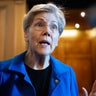 Sen. Elizabeth Warren is seen in the U.S. Capitol as the Senate voted on a government funding package on Thursday, January 29, 2026. 