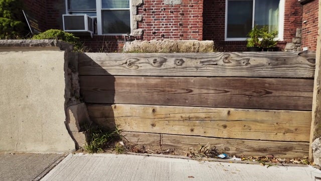 Collapsed retaining wall 