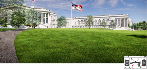 White House ballroom rendering, looking northeast. 