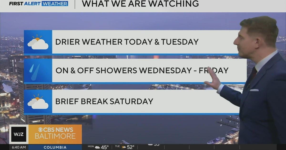 Dry start to week across Maryland, rain returns Wednesday