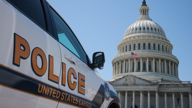 A U.S. Capitol Police vehicle is parked outside of the U.S. Capitol building on April 28, 2025. 