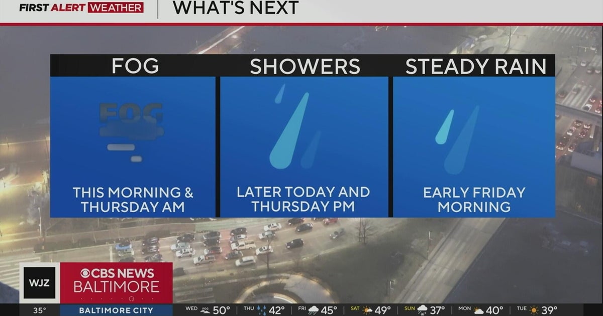 Rain for a few days across Maryland before sunny Saturday - CBS Baltimore