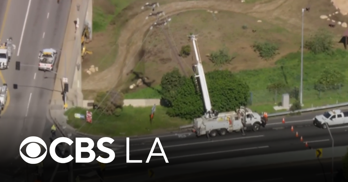 Leaning power pole forces closure of southbound 110 Freeway in San ...