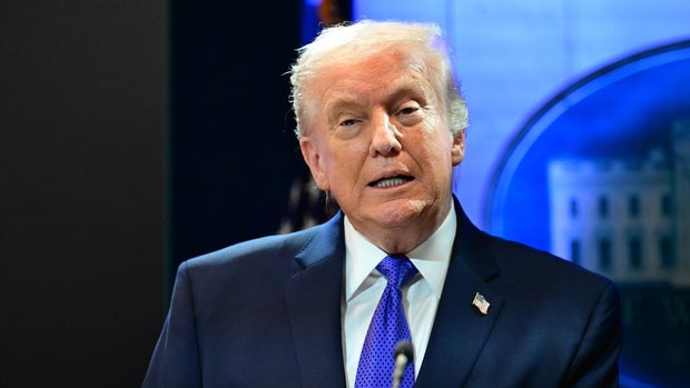 US President Donald Trump speaks regarding Supreme Court's ruling striking down his tariffs