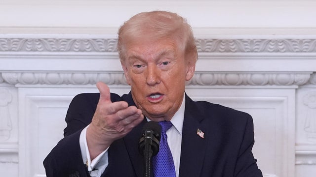 President Trump speaks during a breakfast with the National Governors Association in the State Dining Room of the White House, Friday, Feb. 20, 2026, in Washington. 