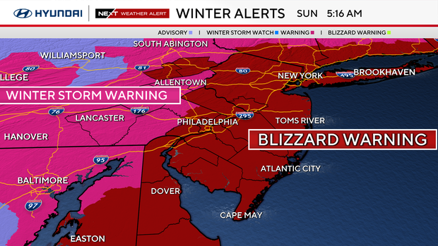 Blizzard and winter storm warnings 