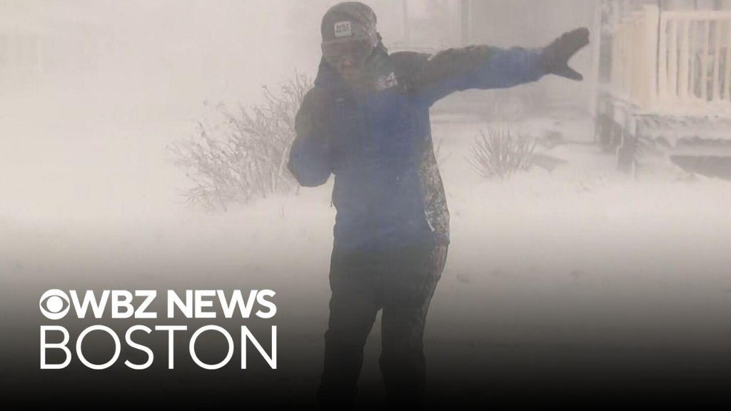Wind-blown snow battering South Shore of Massachusetts