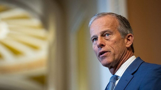 Senate Majority Leader John Thune speaks to the media at the U.S. Capitol in Washington, D.C., on Thursday, Feb. 12, 2026. 