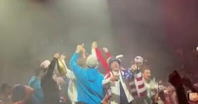 U.S. men’s hockey team celebrates Miami style after gold medal win at Olympics in Italy