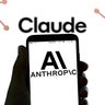 In this photo illustration, the AI company Anthropic logo 