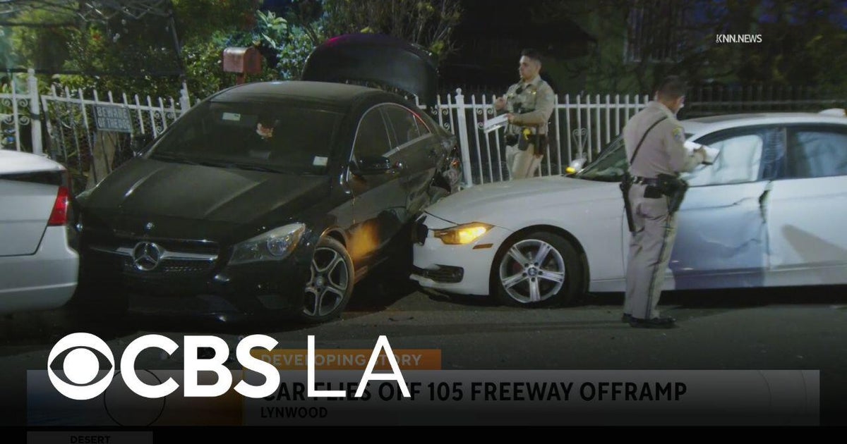 Car flies off 105 Freeway offramp in Lynwood and crashes into other ...