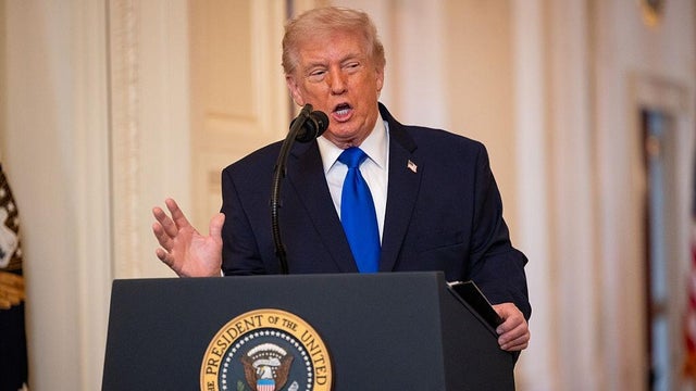 President Trump speaks during the Angel Families Remembrance Ceremony in the East Room of the White House in Washington, D.C., on Feb. 23, 2026. 