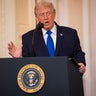 President Trump speaks during the Angel Families Remembrance Ceremony in the East Room of the White House in Washington, D.C., on Feb. 23, 2026. 