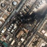 A satellite image shows fire in the Ras Tanura oil refinery in Saudi Arabia after a drone attack 