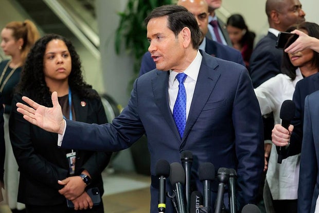 Secretary of State Rubio speaks to the media at the U.S. Capitol on March 3, 2026. 