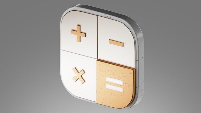 3d calculator render concept of financial management. 3d calculating financial risk planning, calculator with money coins and banknote. 3d tax finance on purple background. 3D Rendered icon. 