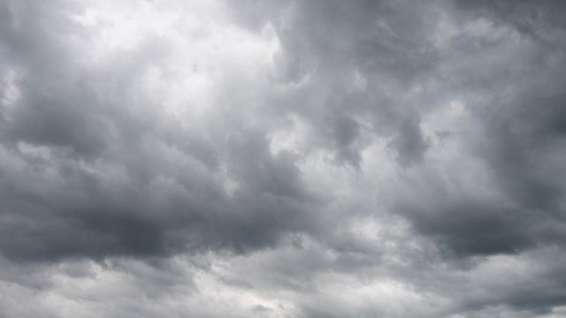 The sky is cloudy and grey. 