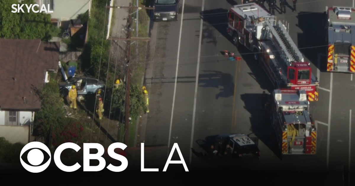 One hospitalized after car crashes into Sun Valley home - CBS Los Angeles