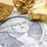 Gold and currency : The intersection of tangible and monetary value. A U.S. dollar bill featuring George Washington and gold nuggets, depicting the timeless allure of gold as a valuable asset. 